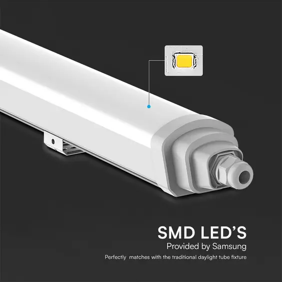 V-TAC polikarbonát LED lámpa 60cm 18W IP65 hideg fehér 120 Lm/W (GT-Széria) - SKU 23392
