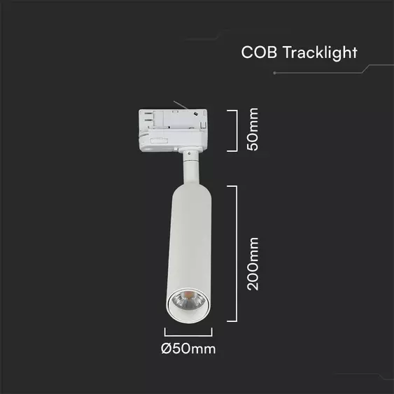 V-TAC PRO COB LED sínes spotlámpa állítható 15W CRI&gt;90 természetes fehér - SKU 21357
