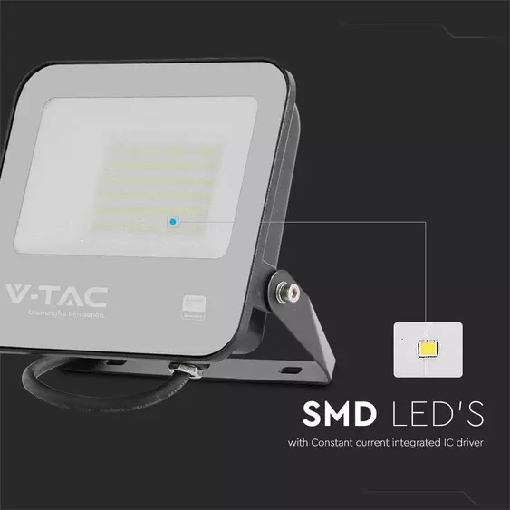 V-TAC PRO D-széria LED reflektor 50W hideg fehér 115 Lm/W, fekete ház - SKU 8845