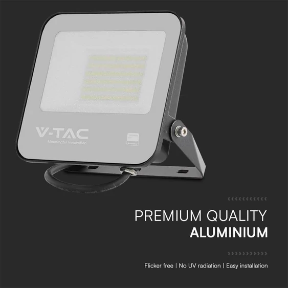 V-TAC PRO D-széria LED reflektor 50W meleg fehér 115 Lm/W, fekete ház - SKU 23199