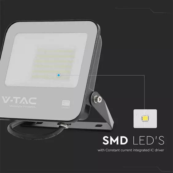 V-TAC PRO D-széria LED reflektor 50W természetes fehér 115 Lm/W, fekete ház - SKU 8844