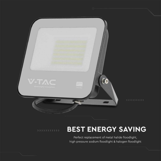 V-TAC PRO D-széria LED reflektor 50W természetes fehér 115 Lm/W, fekete ház - SKU 8844