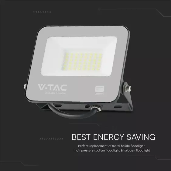 V-TAC PRO LED reflektor 30W meleg fehér, fekete házzal - SKU 23599