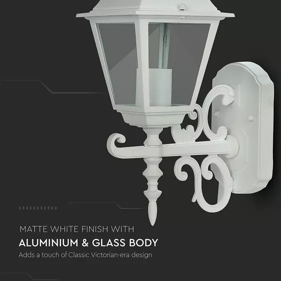 V-TAC régi stílusú kültéri fali lámpa, matt fehér, E27 foglalattal - SKU 7520