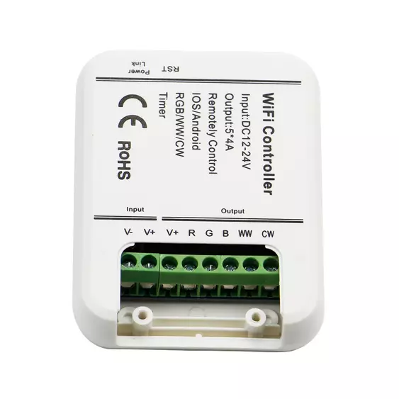 V-TAC RGB + CCT LED szalag WiFi vezérlő 12/24V, max. 20A - SKU 8426