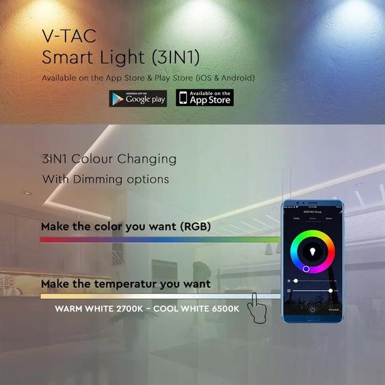 V-TAC RGB + CCT LED szalag WiFi vezérlő távirányítóval 12/24V - SKU 2900
