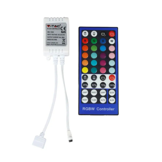 V-TAC RGB+W LED szalag vezérlő távirányítóval 12/24V - SKU 3326