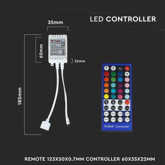 V-TAC RGB+W LED szalag vezérlő távirányítóval 12/24V - SKU 3326