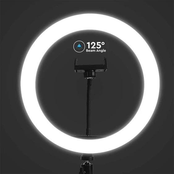 V-TAC Ring light, szelfi gyűrűs LED lámpa asztalra, selfie körlámpa telefontartóval - SKU 23048