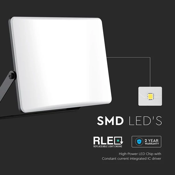 V-TAC RLE 100W LED reflektor, állítható színhőmérséklettel, fekete házzal, tejüveg búra - SKU 23767