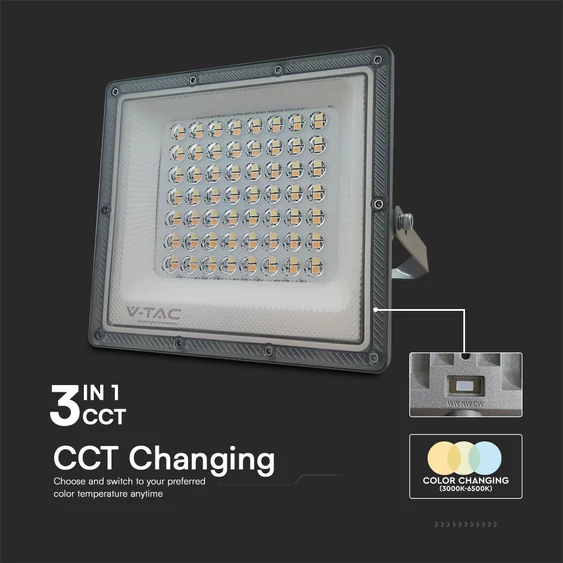 V-TAC RLE 50W LED reflektor, állítható színhőmérséklettel, szürke házzal - SKU 23614