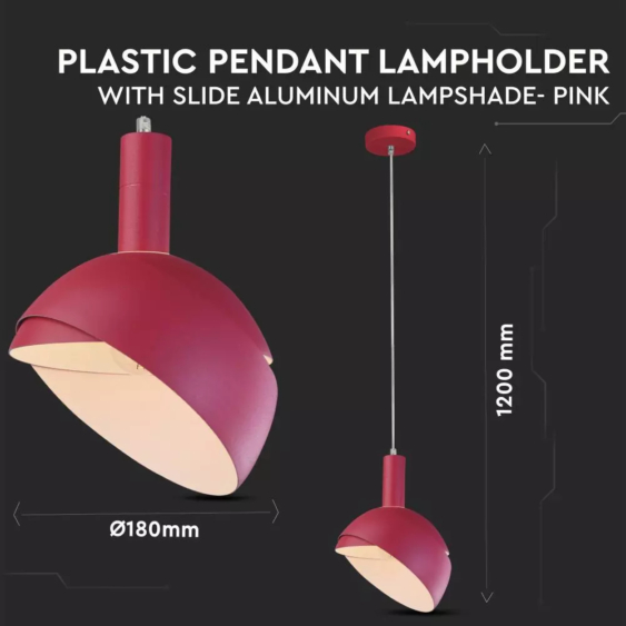 V-TAC rózsaszín alumínium csillár, állítható függeszték E14 foglalattal - SKU 3923