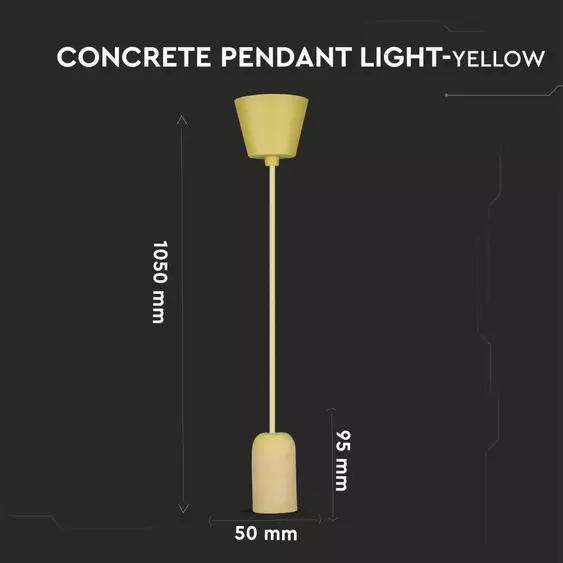 V-TAC sárga beton függeszték E27 foglalattal - SKU 3745