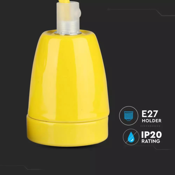 V-TAC sárga porcelán függeszték E27 foglalattal - SKU 3809