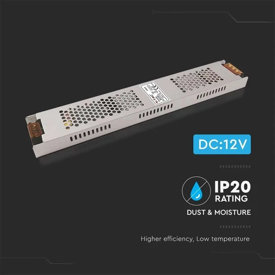 V-TAC slim fémházas LED tápegység 12V 300W 25A - SKU 2692