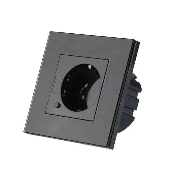 V-TAC Smart - okostelefonnal kapcsolható, WiFi-s, fekete, fali aljzat - SKU 8797