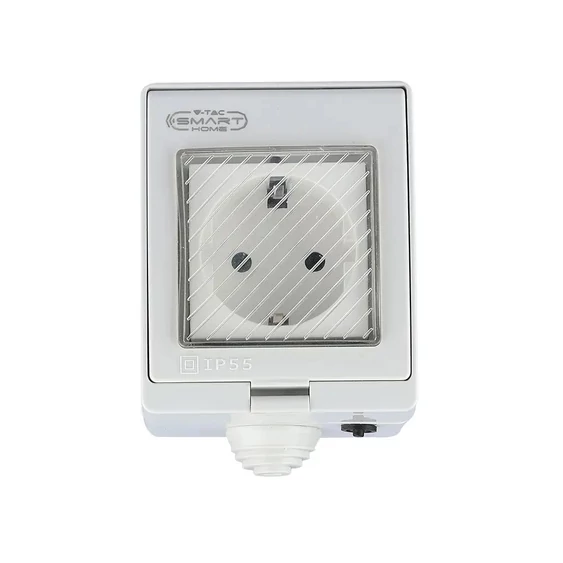 V-TAC Smart - okostelefonnal kapcsolható, WiFi-s, vízálló, fali aljzat - SKU 8414