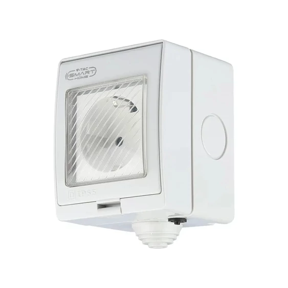 V-TAC Smart - okostelefonnal kapcsolható, WiFi-s, vízálló, fali aljzat - SKU 8414