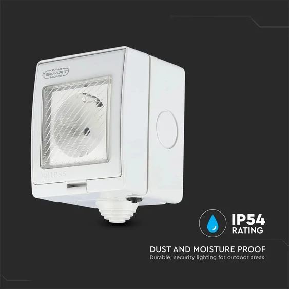 V-TAC Smart - okostelefonnal kapcsolható, WiFi-s, vízálló, fali aljzat - SKU 8414
