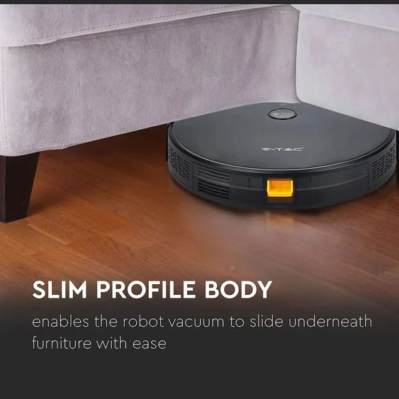 V-TAC Smart - okostelefonról irányítható, fekete robotporszívó - SKU 8650