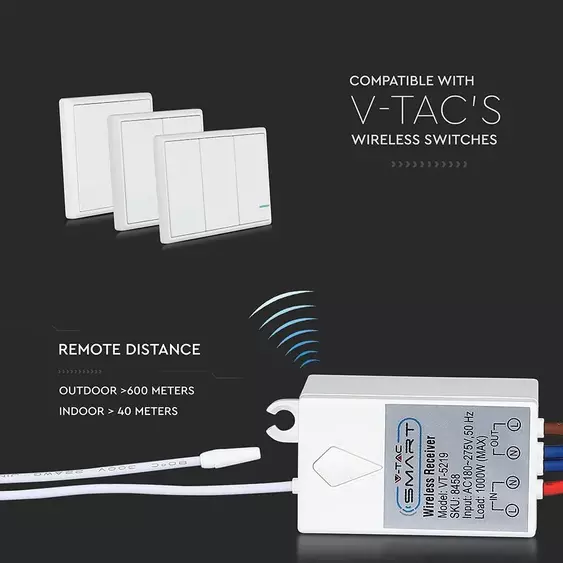 V-TAC Smart - vezérlő vezeték nélküli kapcsolóhoz - SKU 8458