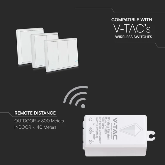 V-TAC Smart - vezérlő vezeték nélküli kapcsolóhoz - SKU 8458