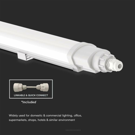 V-TAC sorolható 18W beépített LED-es 60cm armatúra, természetes fehér, IP65 - SKU 23087