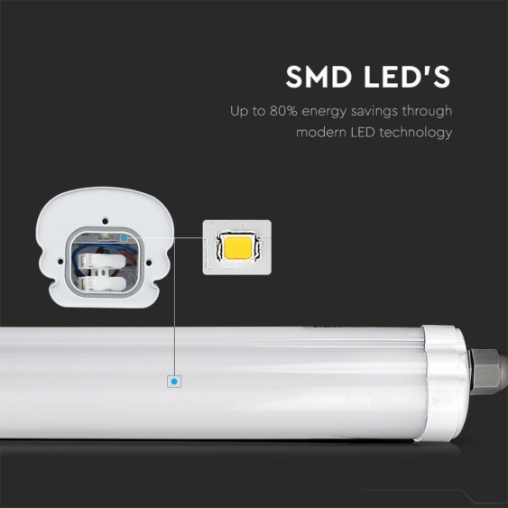 V-TAC sorolható LED lámpa 120cm 24W IP65 természetes fehér, 160 Lm/W (X-széria) - SKU 216485