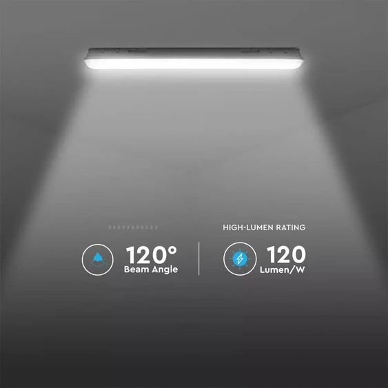 V-TAC sorolható LED lámpa 120cm 36W IP65, IK07 természetes fehér, fehér fedlappal - SKU 20217