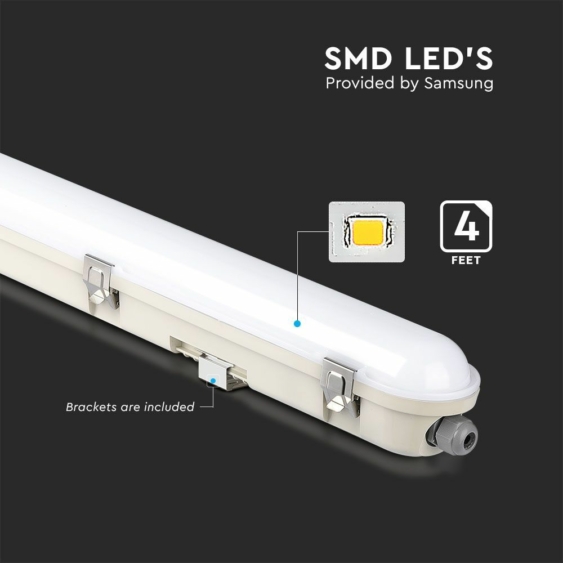 V-TAC sorolható LED lámpa 120cm 36W IP65, mozgásérzékelővel, hideg fehér - SKU 20469