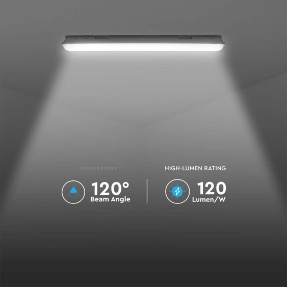 V-TAC sorolható LED lámpa 120cm 36W IP65 természetes fehér, fehér fedlap, 120 Lm/W - SKU 2120207