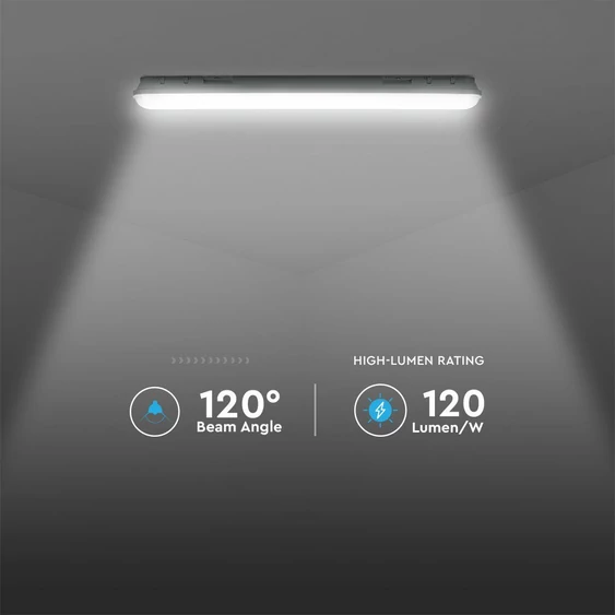 V-TAC sorolható LED lámpa 120cm 36W IP65 természetes fehér, fehér fedlap, 120 Lm/W - SKU 2120217