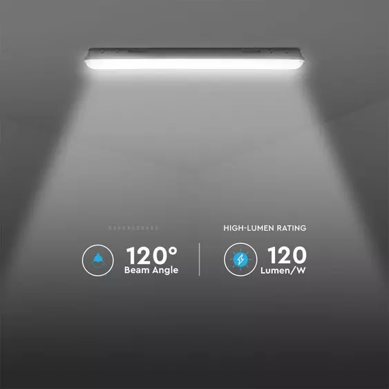 V-TAC sorolható LED lámpa 120cm 36W IP65, vészakkuval, hideg fehér - SKU 2120222