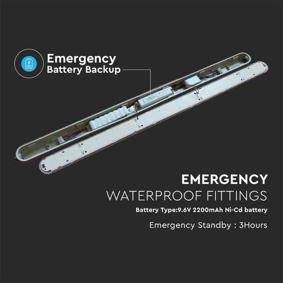 V-TAC sorolható LED lámpa 120cm 36W IP65, vészakkuval, természetes fehér - SKU 2120223