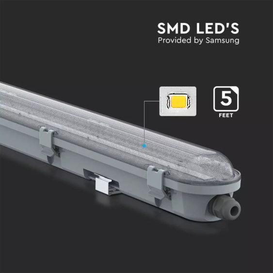 V-TAC sorolható LED lámpa 150cm 48W IP65 hideg fehér, átlátszó fedlappal - SKU 20200