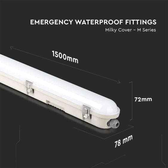 V-TAC sorolható LED lámpa 150cm 48W IP65, vészakkuval, hideg fehér - SKU 2120220