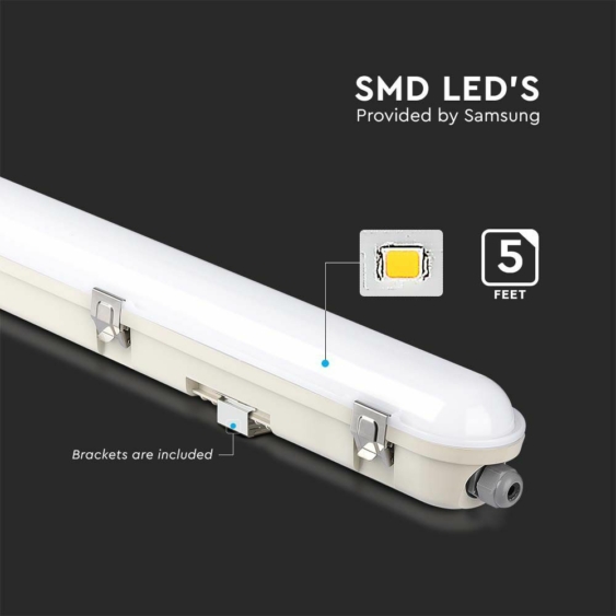 V-TAC sorolható LED lámpa 150cm 48W IP65, vészakkuval, természetes fehér - SKU 2120221