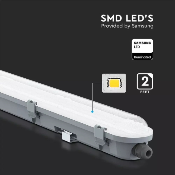 V-TAC sorolható LED lámpa 60cm 18W IP65 hideg fehér, fehér fedlappal - SKU 20210