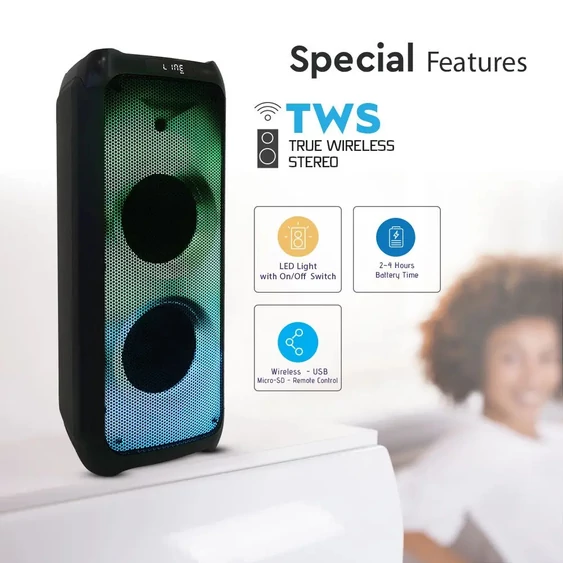 V-TAC Soundor 100W Bluetooth hangszóró LED világítással - SKU 8982