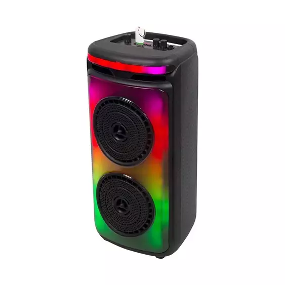 V-TAC Soundor 20W Bluetooth hordozható hangszóró LED világítással, 2x6 inch, mikrofonnal - SKU 7676