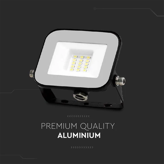 V-TAC SP-széria LED reflektor 10W hideg fehér, fekete ház - SKU 10010