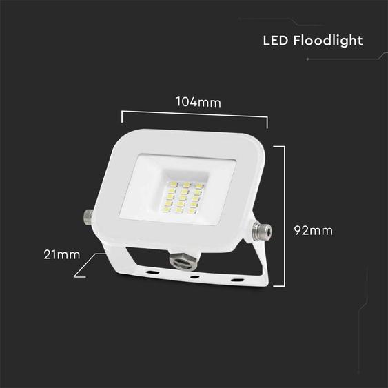 V-TAC SP-széria LED reflektor 10W meleg fehér, fehér ház - SKU 10011