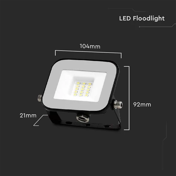 V-TAC SP-széria LED reflektor 10W meleg fehér, fekete ház - SKU 9898
