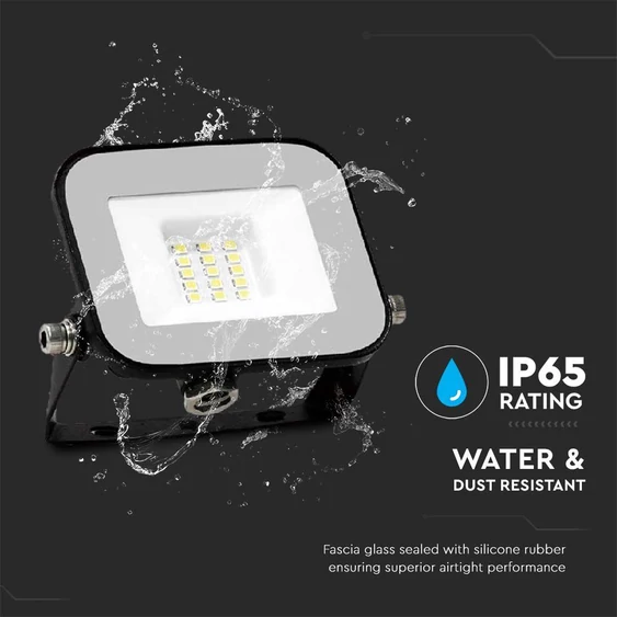 V-TAC SP-széria LED reflektor 10W meleg fehér, fekete ház - SKU 9898