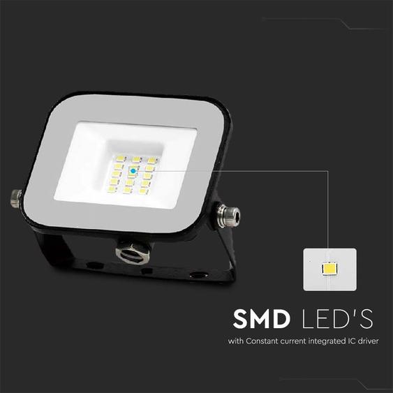 V-TAC SP-széria LED reflektor 10W természetes fehér, fekete ház - SKU 9899