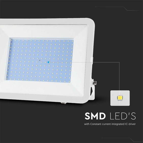 V-TAC SP-széria LED reflektor 200W hideg fehér, fehér ház, 1 méter kábellel - SKU 10030