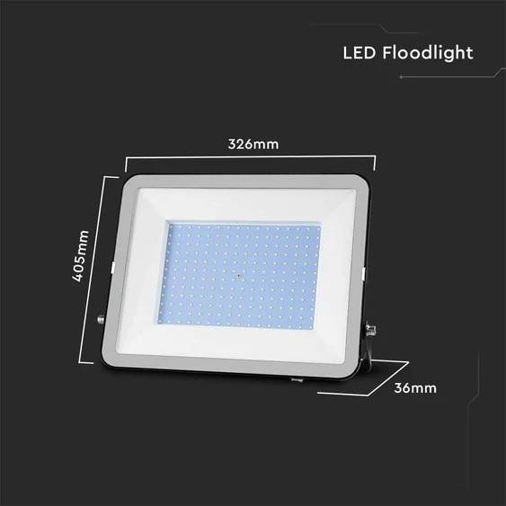 V-TAC SP-széria LED reflektor 200W hideg fehér, fekete ház, 1 méter kábellel - SKU 10028