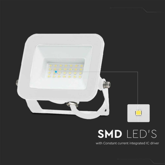 V-TAC SP-széria LED reflektor 20W hideg fehér, fehér ház - SKU 10019