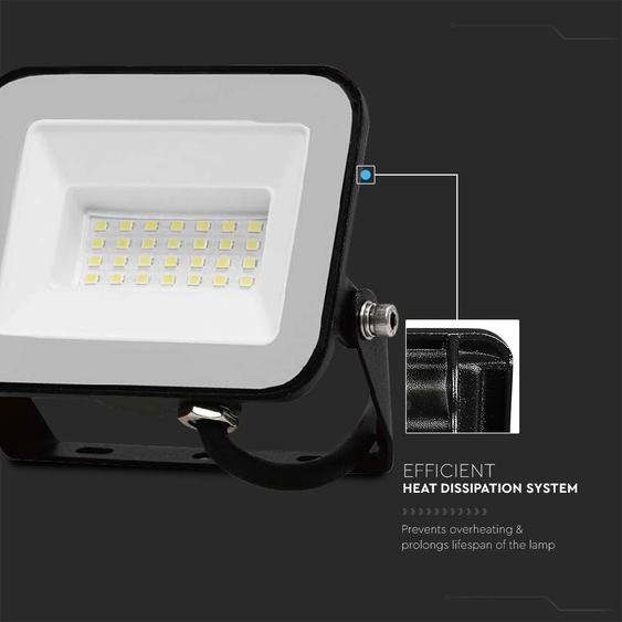 V-TAC SP-széria LED reflektor 20W hideg fehér, fekete ház - SKU 10016