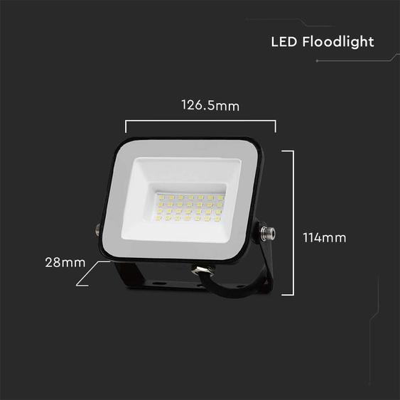 V-TAC SP-széria LED reflektor 20W meleg fehér, fekete ház - SKU 10014